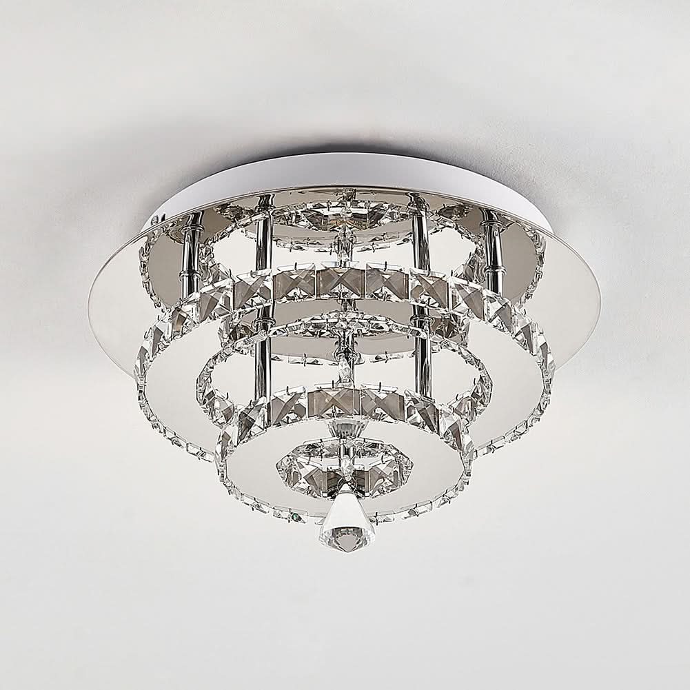 30cm W Stacked LED Ceiling Light with Crystal Rims Energy Saving