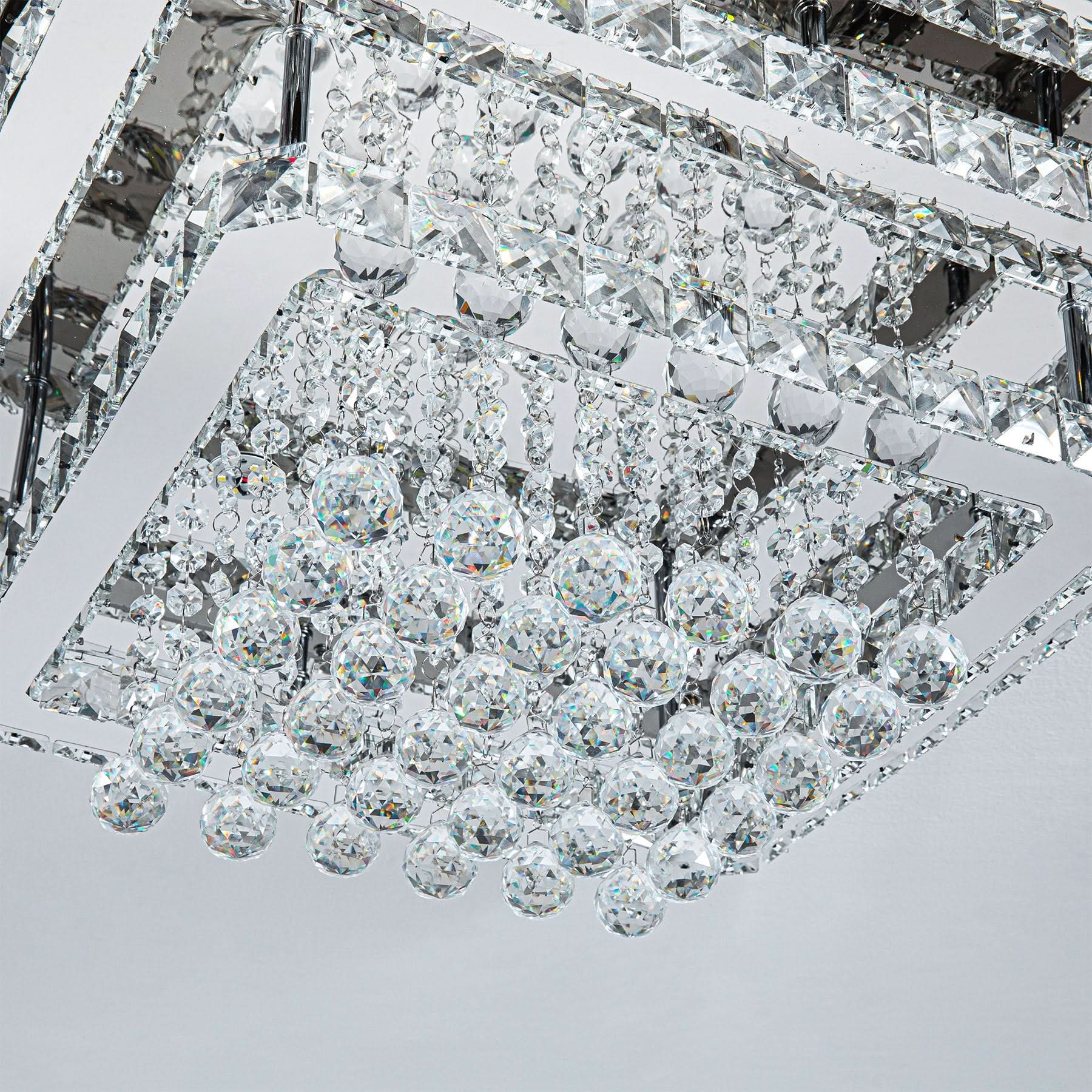 60cm W Double-Layer LED Ceiling Light Fixture with Crystal Drops