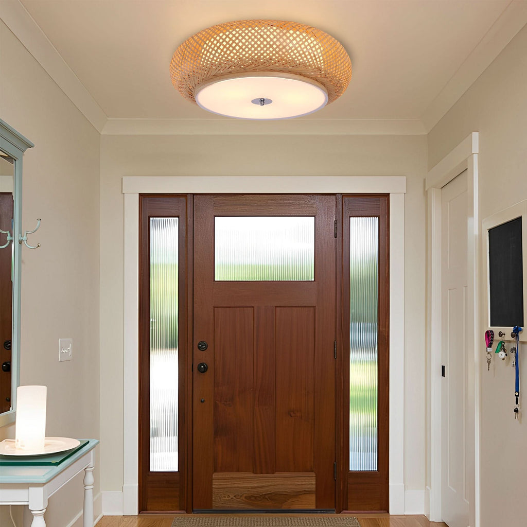 Lightsin Lutta-Handwoven Bamboo Ceiling Light – Zen-Style LED Fixture for Living Room, Bedroom & Dining Room
