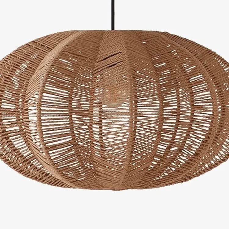 Lightsin Natural Handwoven Hemp Rope Oval Kitchen Pendant Lighting