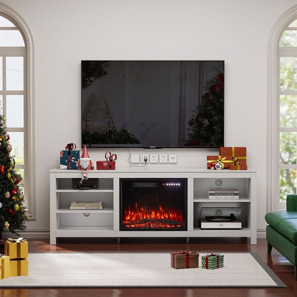 23Inch Electric Fireplace with TV Stand | 12 Flame Colours, Remote Control