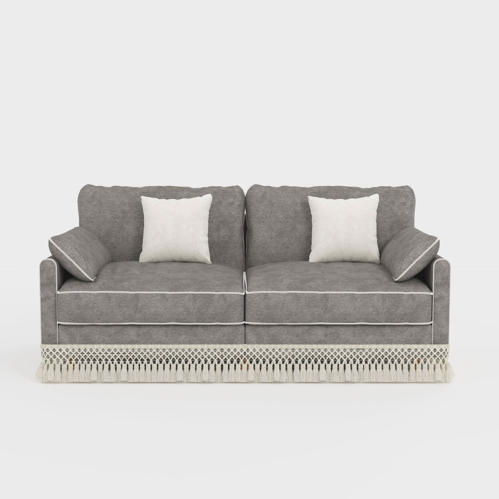 Cotton Linen Detachable Modular Sofa with Fringed Trim