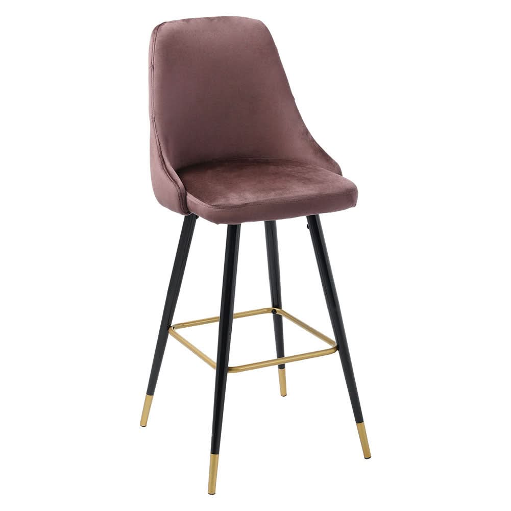 3ft Height Bar Stools with Footrest Set of 2 Velvet Padded