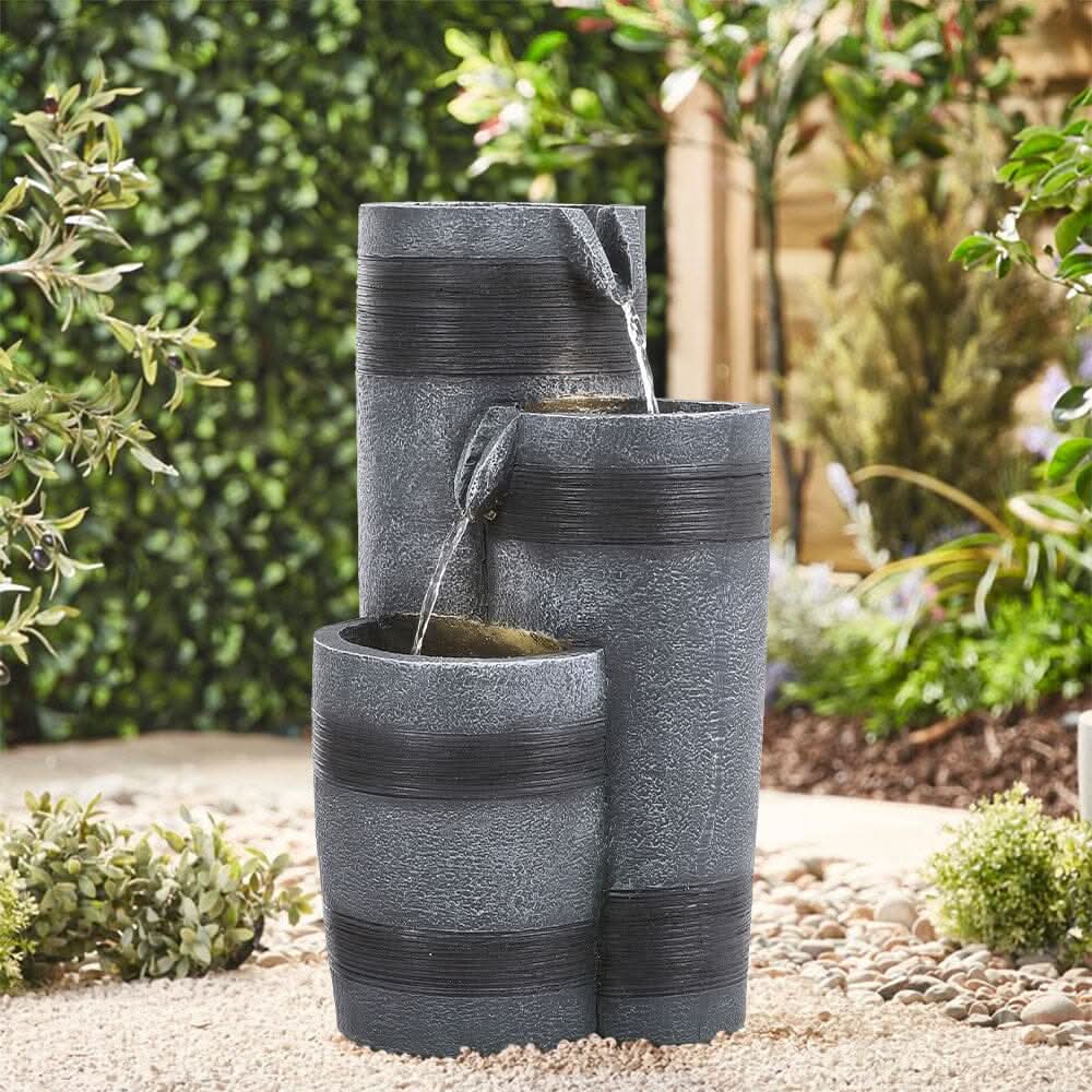 Outdoor Decor Solar-Powered Water Fountain Decor with LED Light