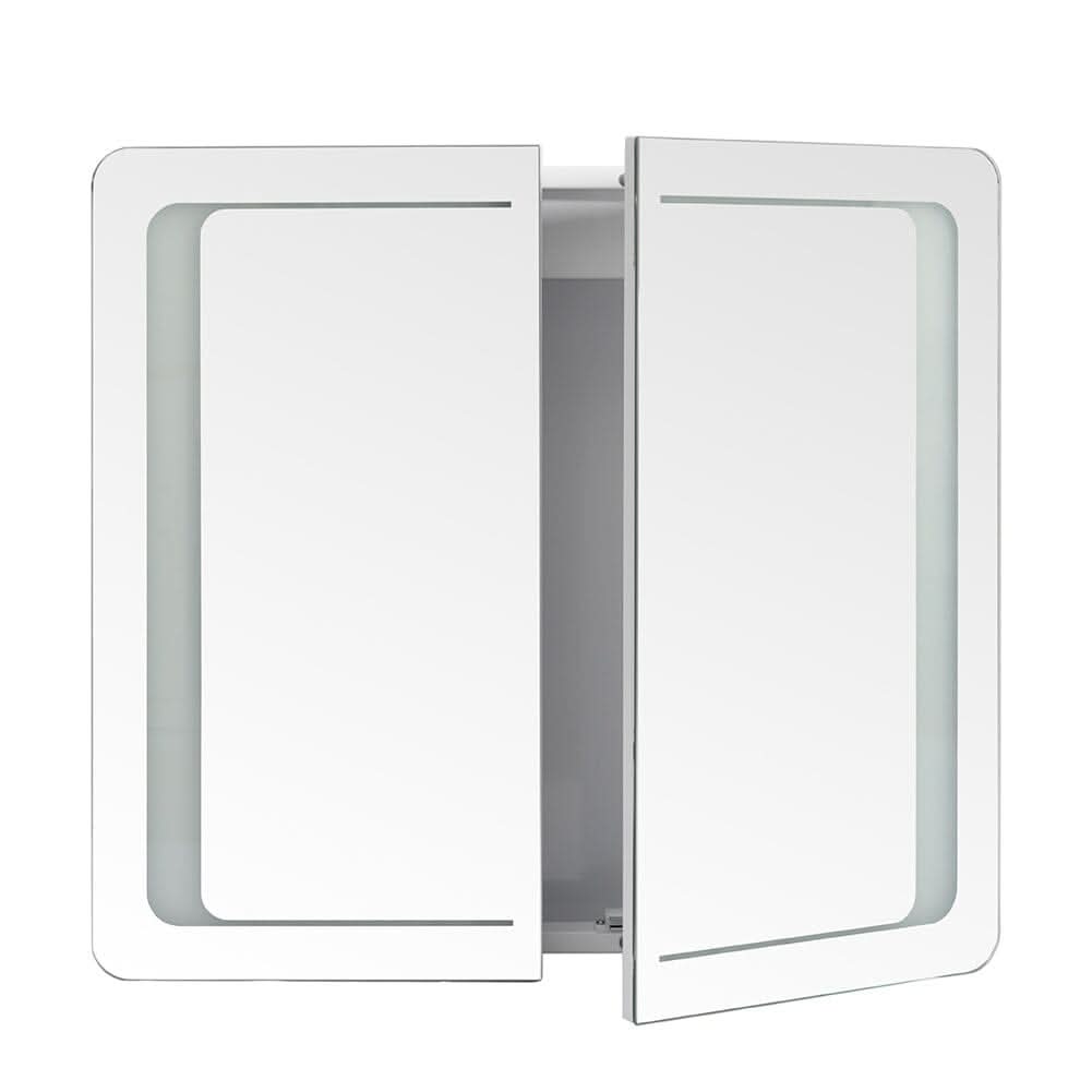 60cm H Double Door Anti-Fog Mirror Cabinet with Bluetooth and LED Light