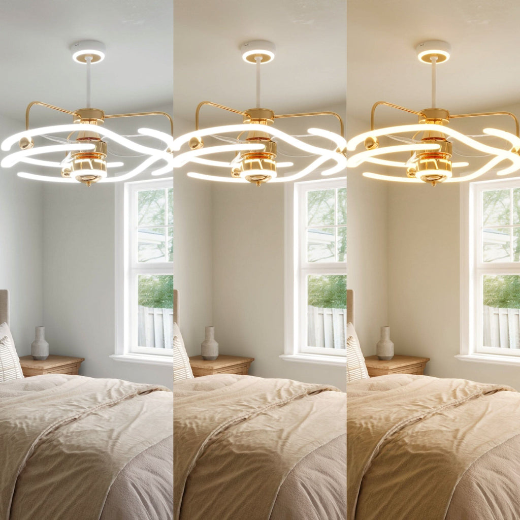 Lightsin Modern Ceiling Fan Light with Remote Control Low-Noise Adjustable Fan Light