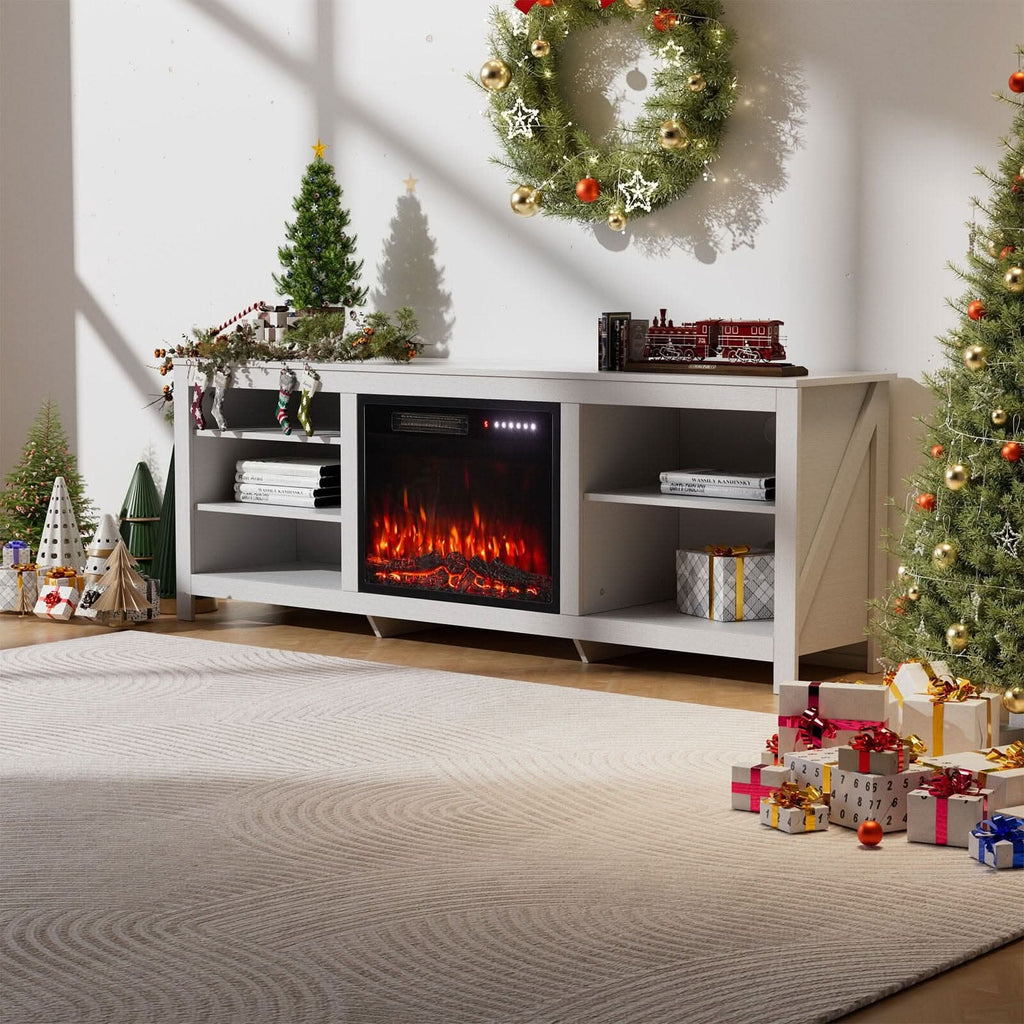 23Inch Electric Fireplace with TV Stand | 12 Flame Colours, Remote Control