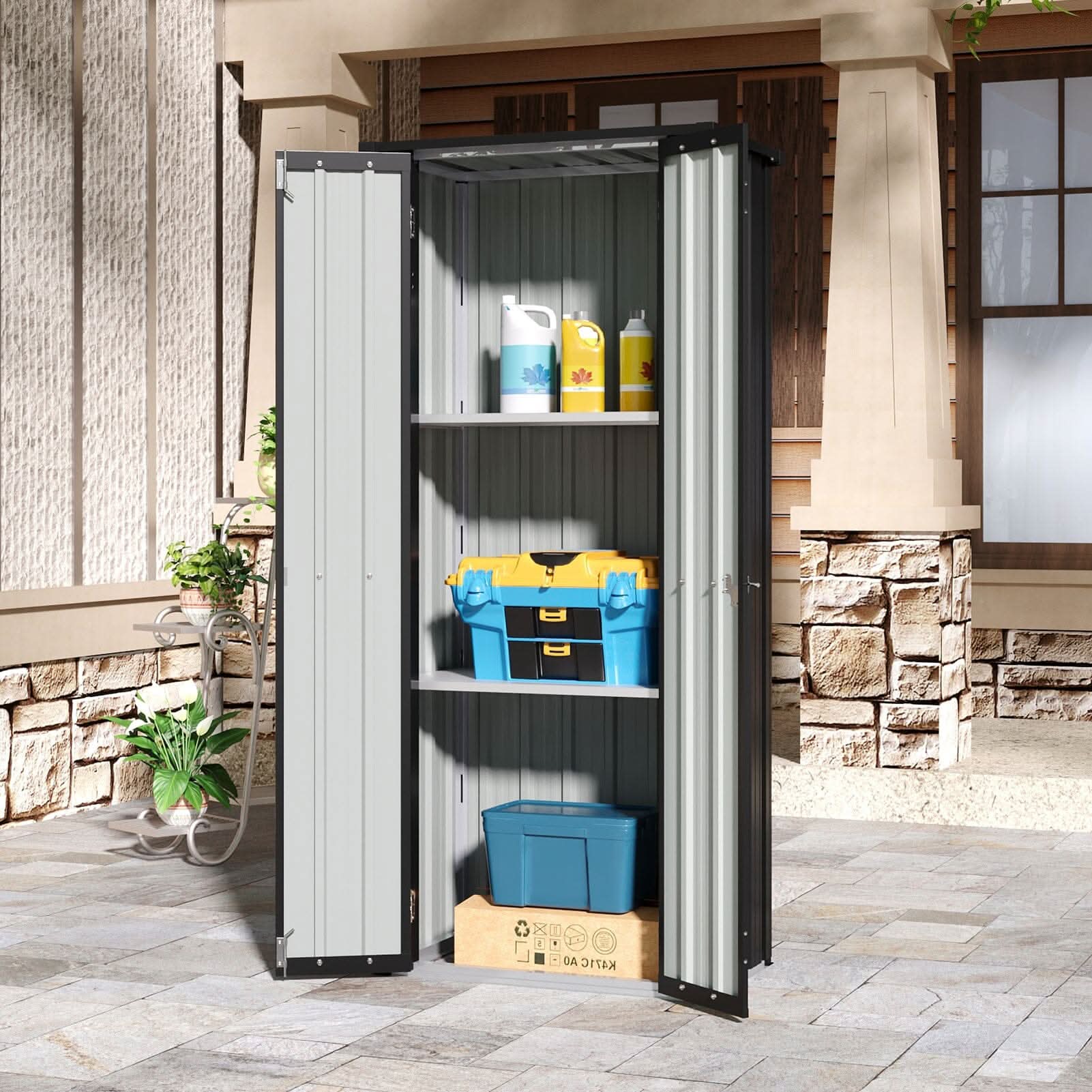 1.5*2.5ft Flat Roof Charcoal Black Tool Cabinet