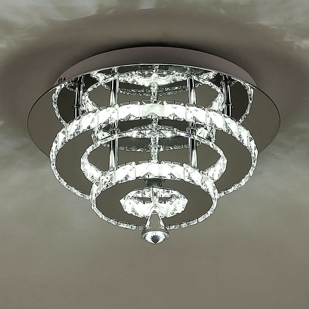 30cm W Stacked LED Ceiling Light with Crystal Rims Energy Saving