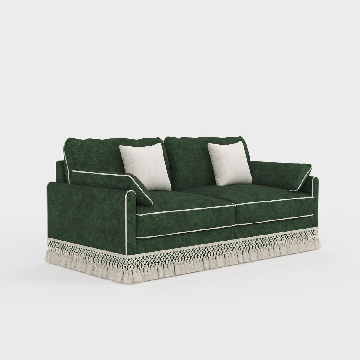 Cotton Linen Detachable Modular Sofa with Fringed Trim