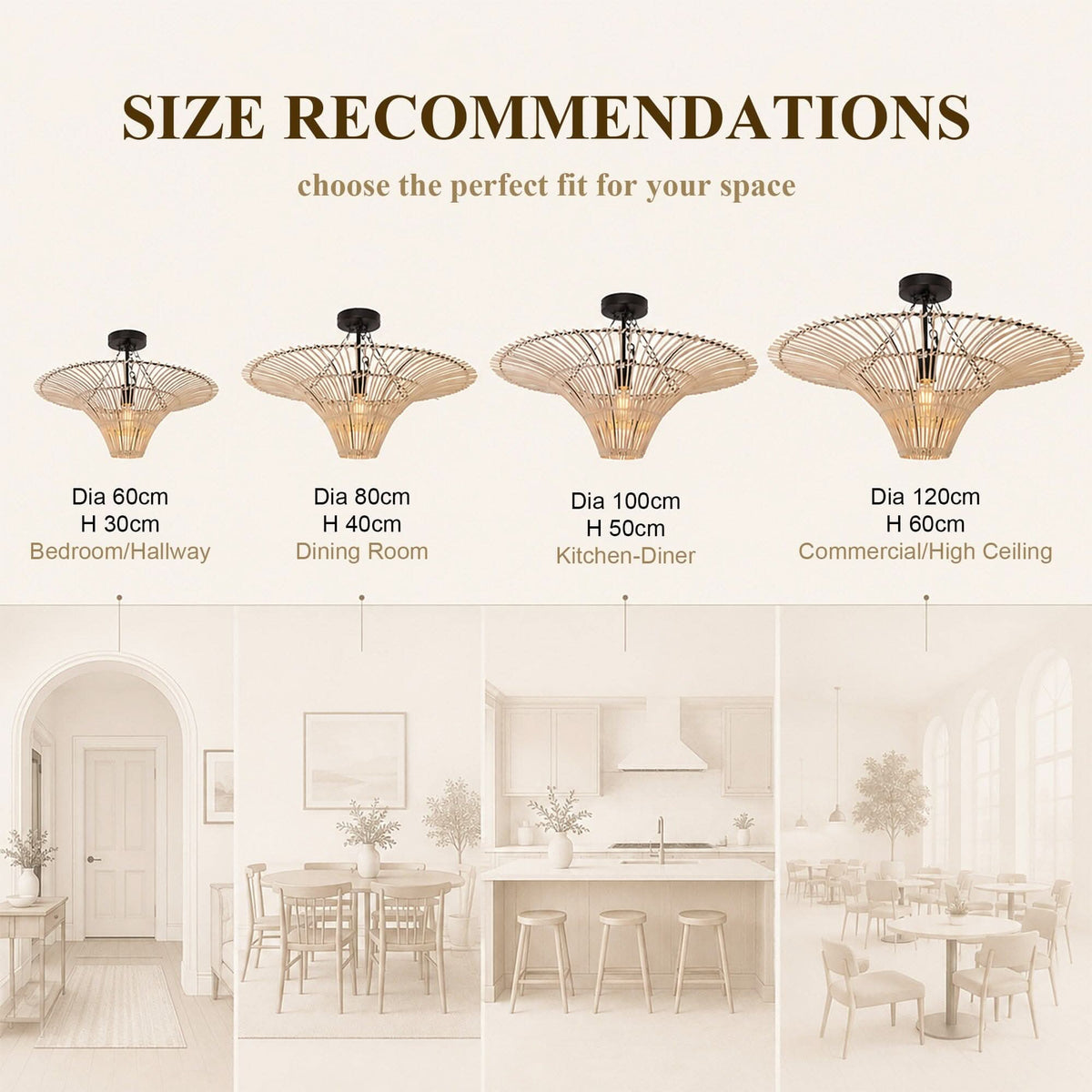 Lightsin Flying Saucer-Shaped Ceiling Light for Dining Room & Kitchen Island, 60-120cm