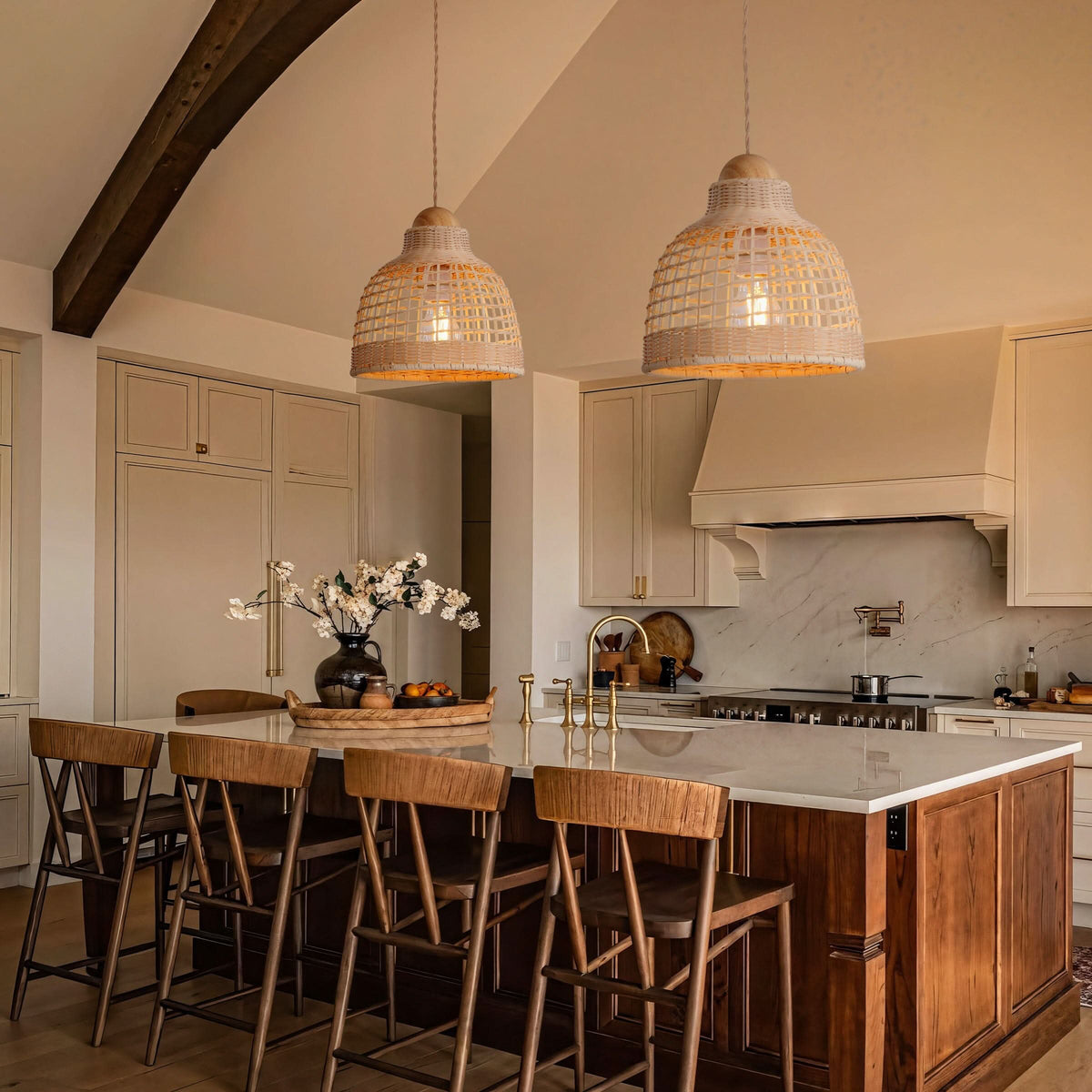 Lightsin Cella-Elegant Vintage Woven Rattan Minimalist Pendant Light