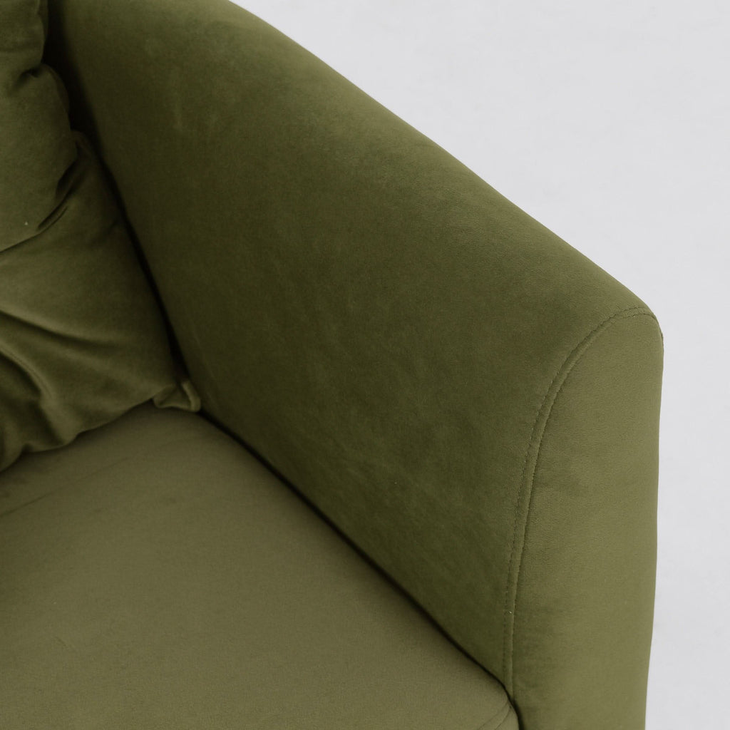Cottonfy Green Velvet Armchair with Hidden Storage Footstool