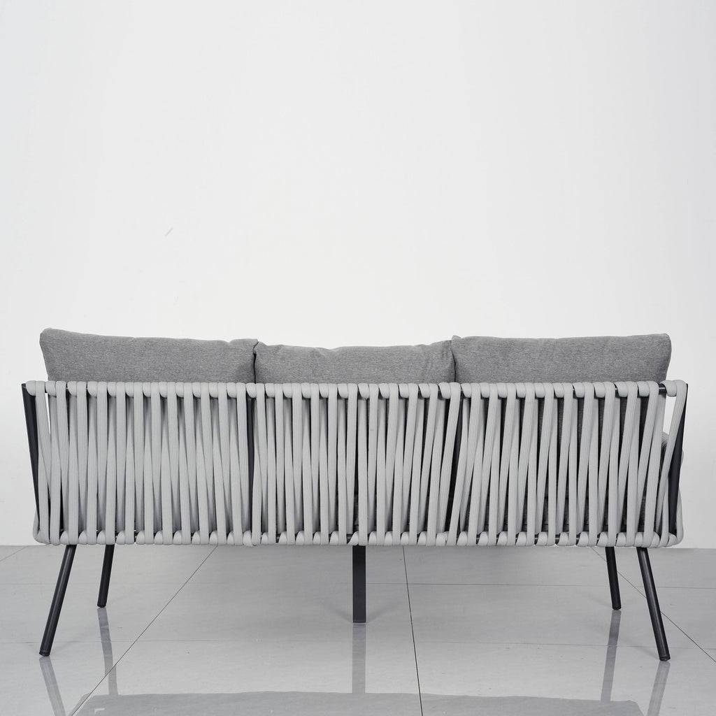 4 Piece Aluminium Outdoor Sofa Set with Glass Table Garden Furniture