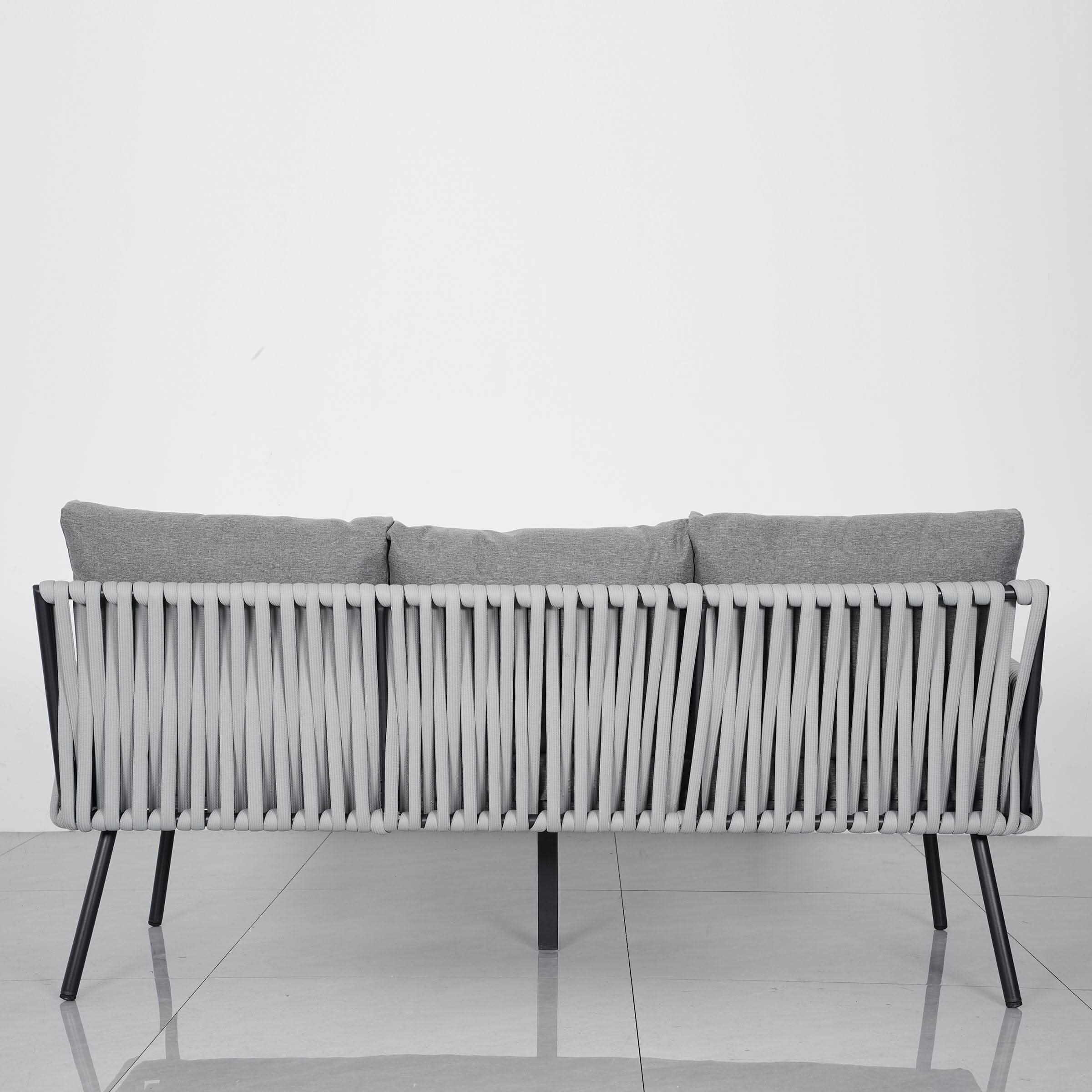 4 Piece Aluminium Outdoor Sofa Set with Glass Table Garden Furniture
