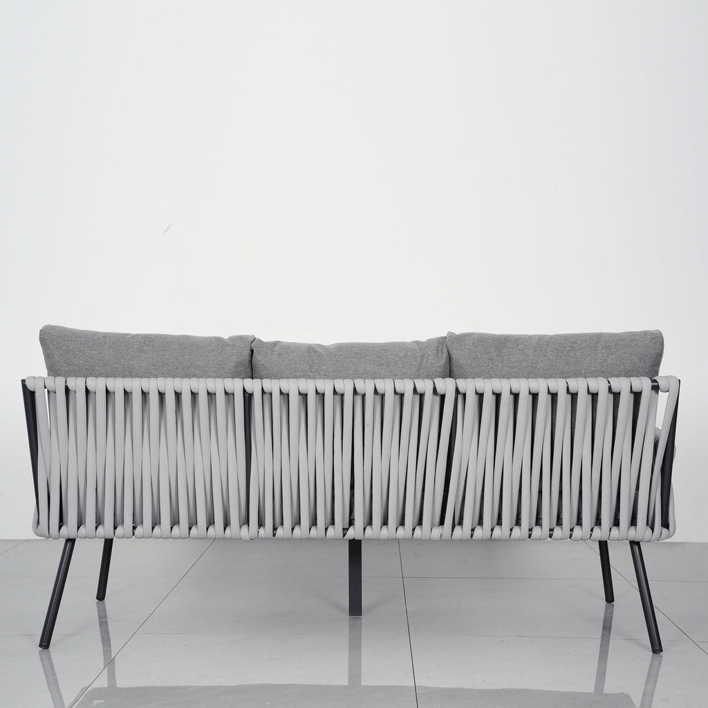 Outdoor Garden Furniture Set with Rope Weave and All Metal Frame 4 Piece Design