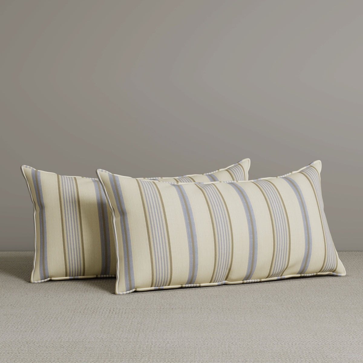 Exclusive Waist Cushion in Sky Blue Striped Cotton Linen, 56*27*12 CM
