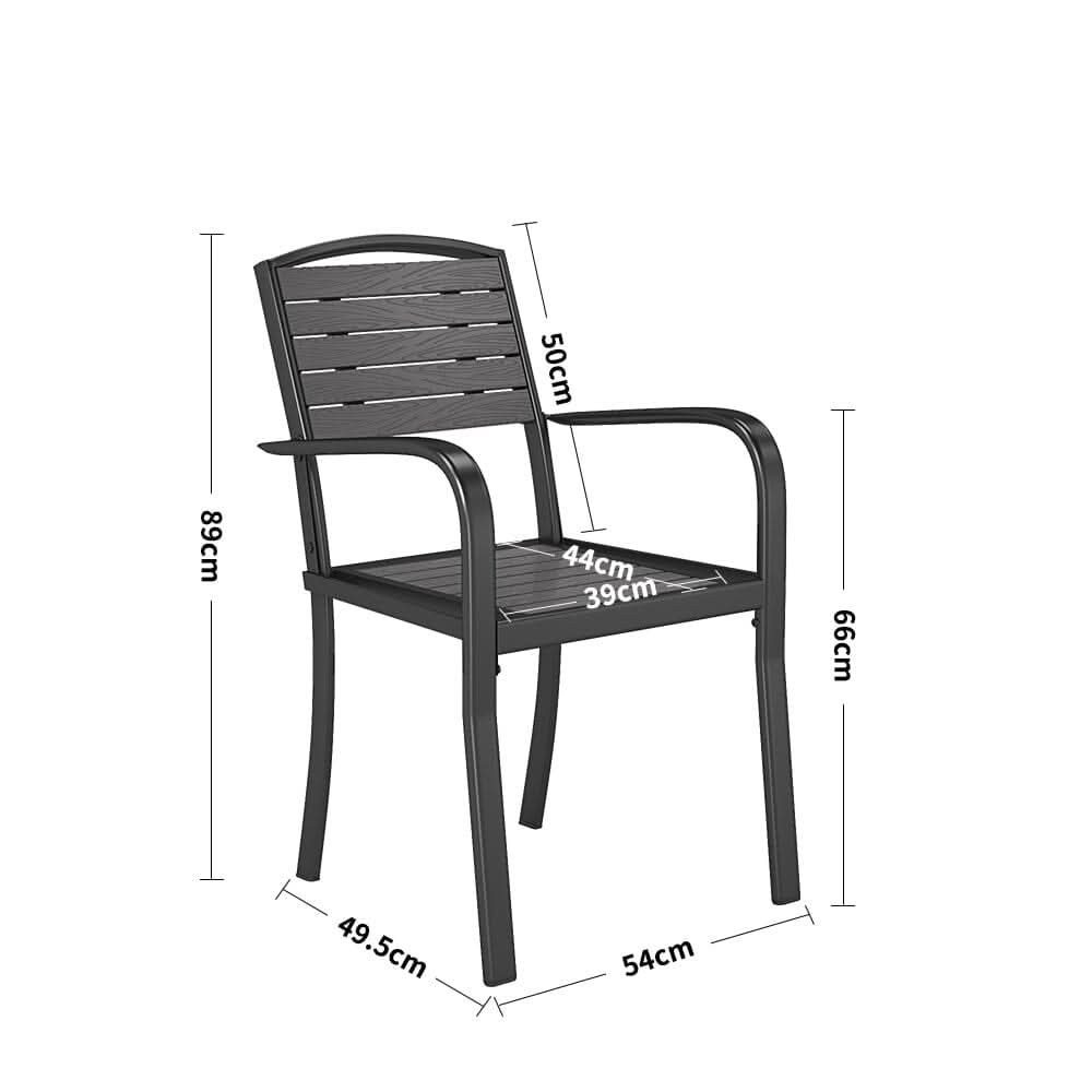 Set of 2/4 Garden Dining Armchairs with Metal Legs