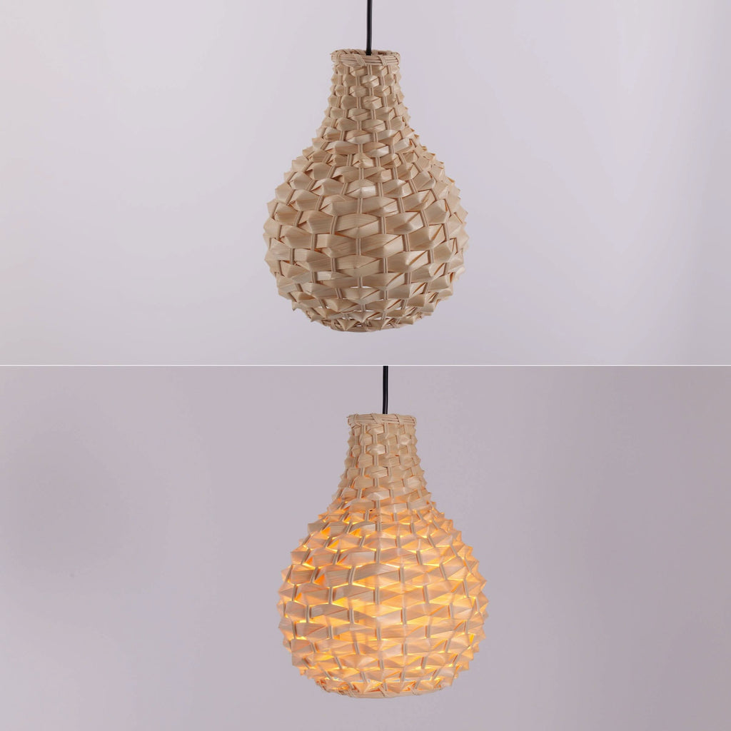 Lightsin Bamboo Hand-Weaving Pendant Light Natural Art Lighting Fixture