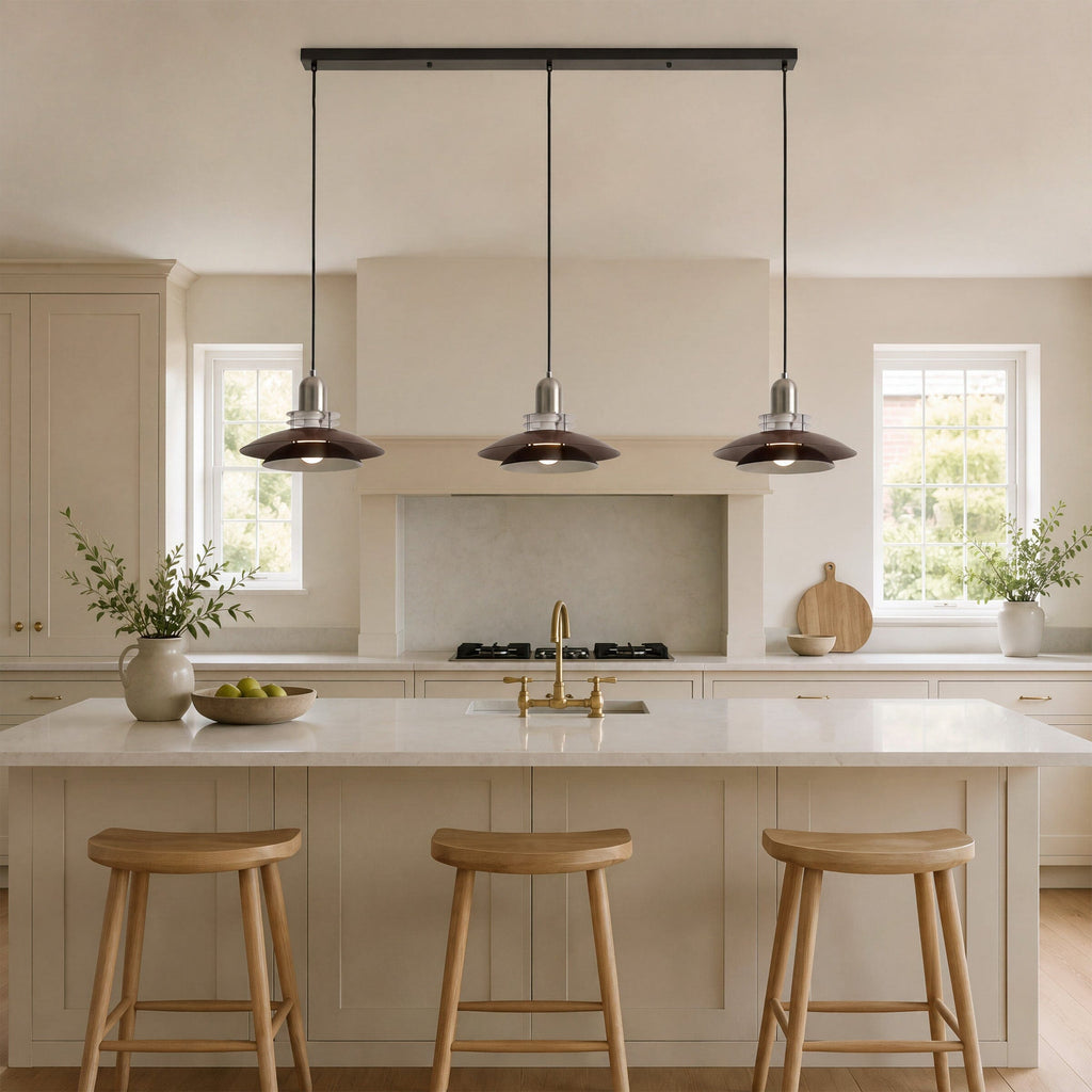 3-Light Walnut Iron Pendant Light | Adjustable E27 Ceiling Lamp