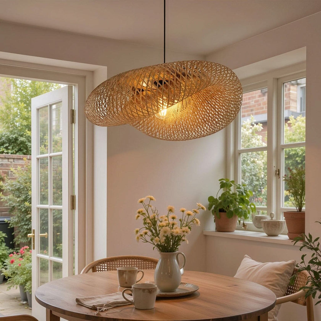 Lightsin Eco-Friendly Handmade Bamboo Pendant Light 60/80cm for Dining Room & Living Room