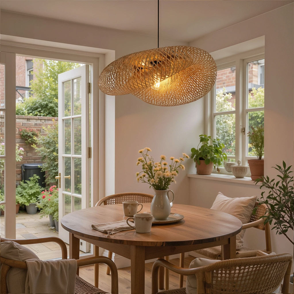 Lightsin Eco-Friendly Handmade Bamboo Pendant Light 60/80cm for Dining Room & Living Room