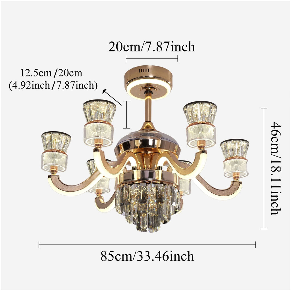 Lightsin Luxurious Palace Crystal Ceiling Fan with LED Color Changing Light