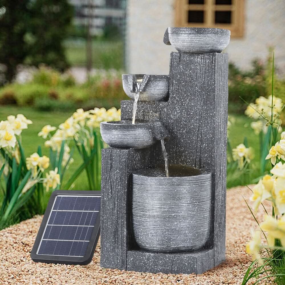 Outdoor Solar-Powered Water Fountain Rockery Decor