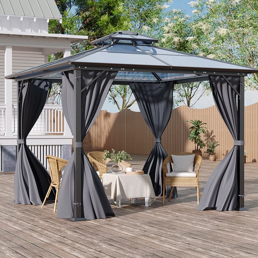 3*3*2.7m Iron and Aluminium Double-top Sun Canopy with Surround Fabric