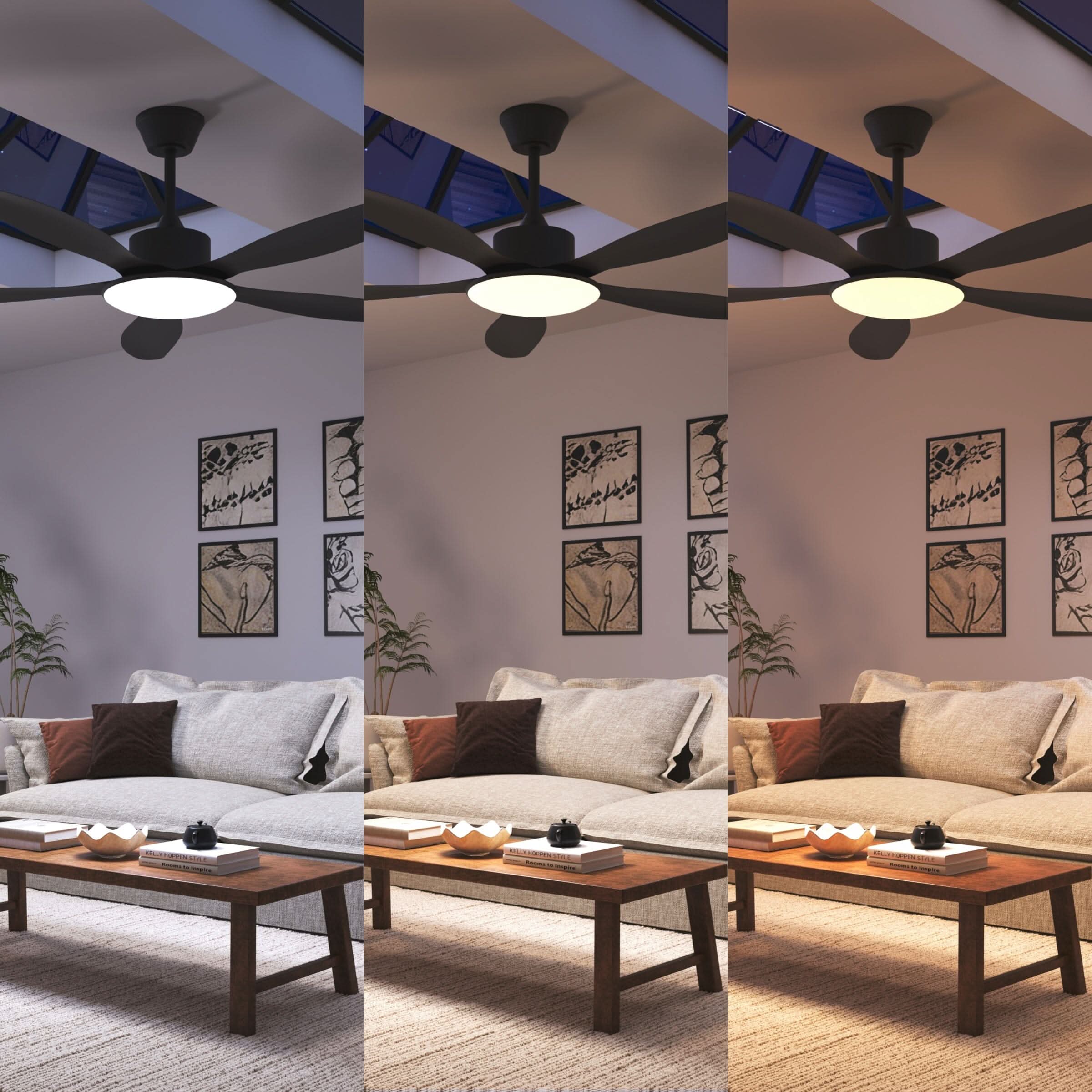 Lightsin 53-inch Modern Ceiling Fan with Light, Silent 5-Blade LED Fan with Remote