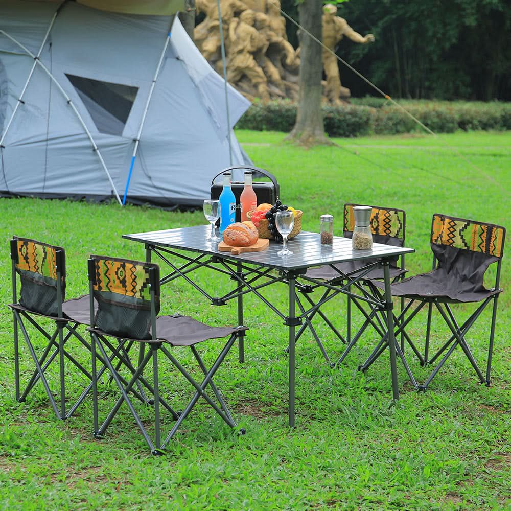 7 Piece Folding Camping Table and Chairs Set Portable with Carrying Bag
