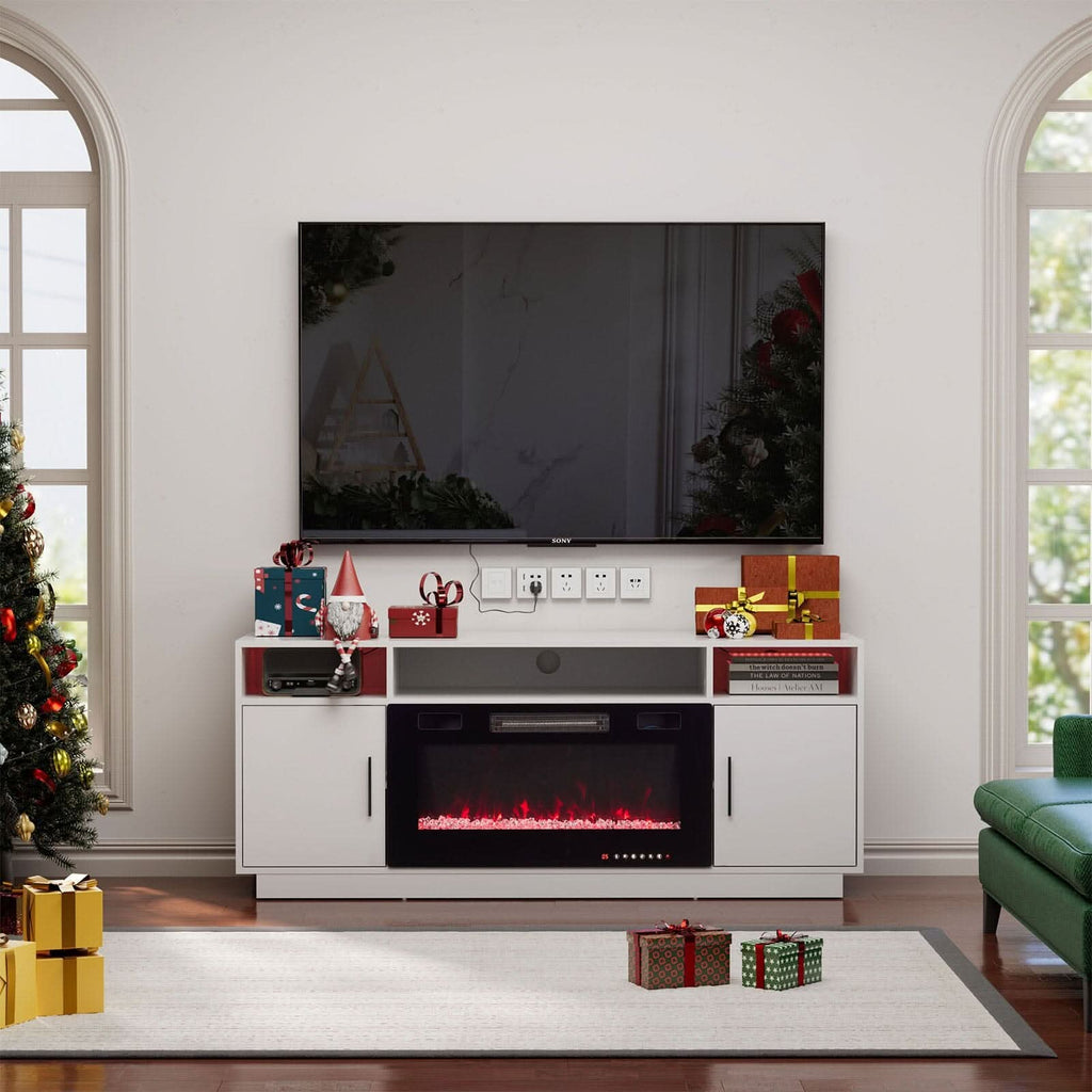 30Inch Electric Fireplace TV Stand | Large Media Cabinet with 24 Colour Options