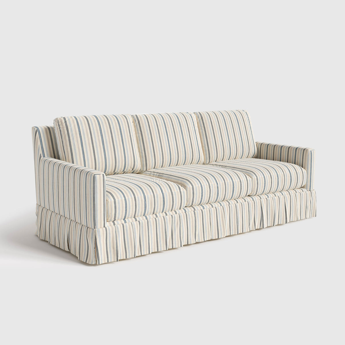 Cottonfy 3 Seater Striped Sofa with Removable Covers and Skirted Design