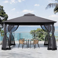 13ft Outdoor Pergola Premium Iron with Sheer Charcoal Gray Screens