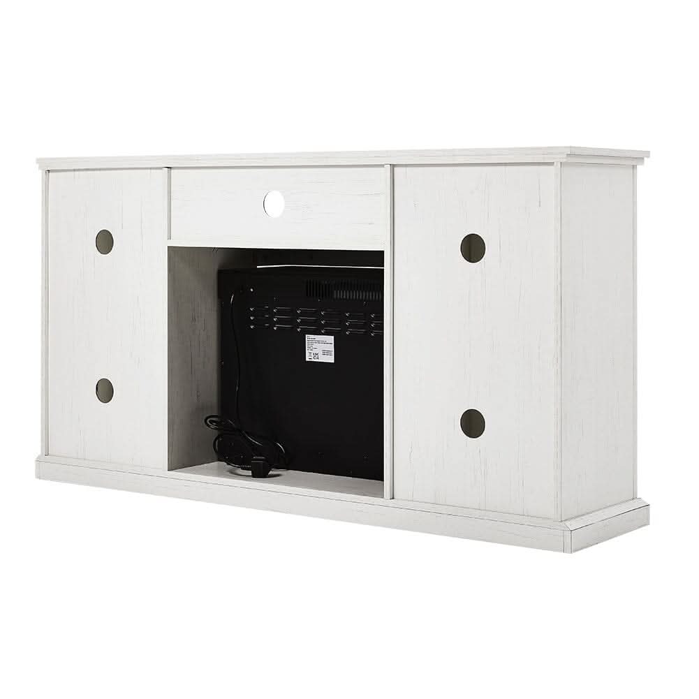 Smallbee Panoramic Glass Fireplace TV Stand with Storage Cabinets, Customizable Flames & Remote Control