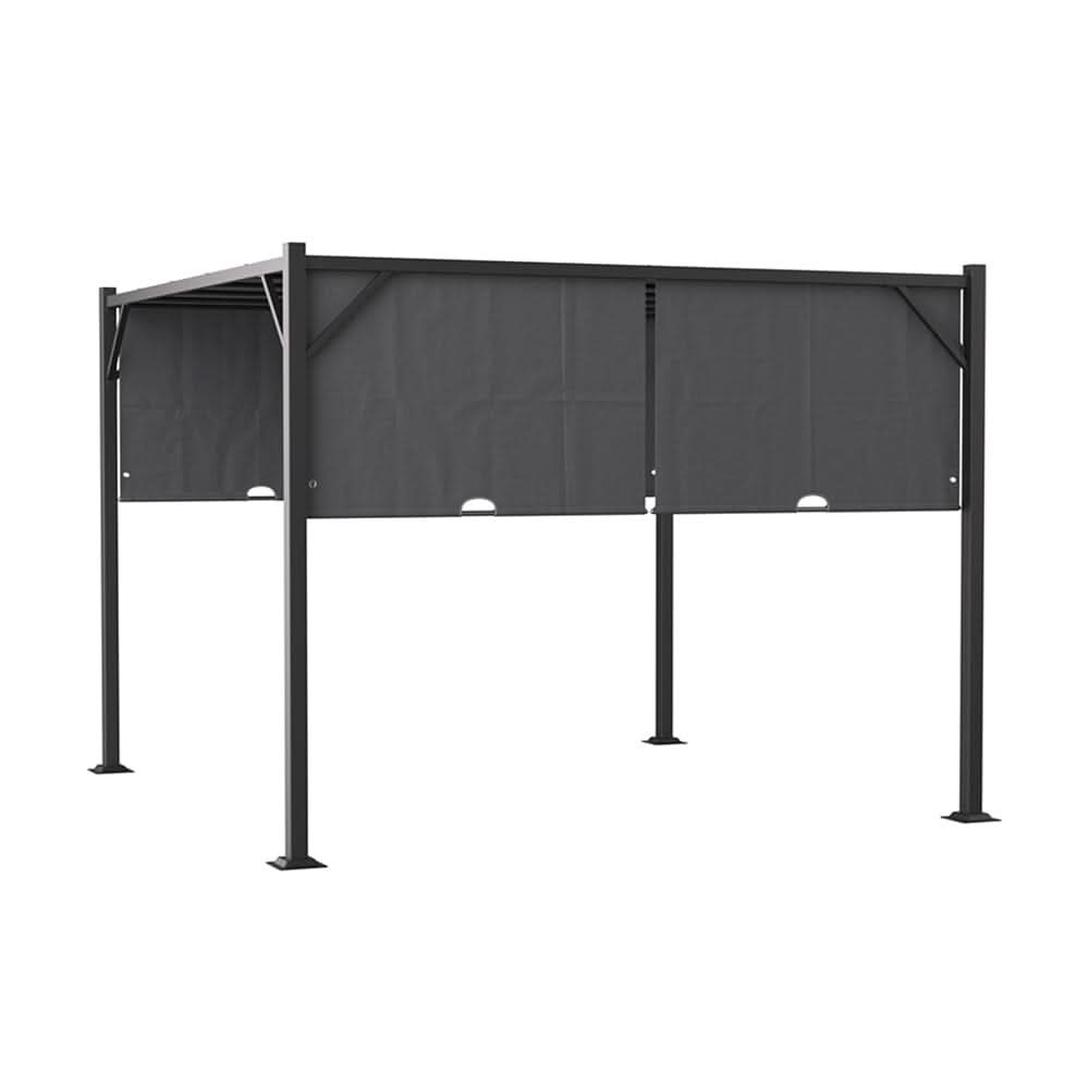 9ft Outdoor Steel Pergola Luxury with Retractable Canopy