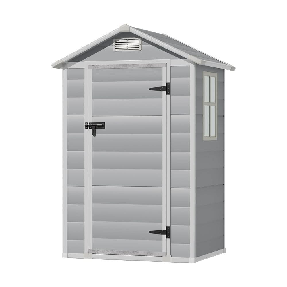 4×3ft Plastic Grey Garden Sanctuary Storage Shed with Lockable Door