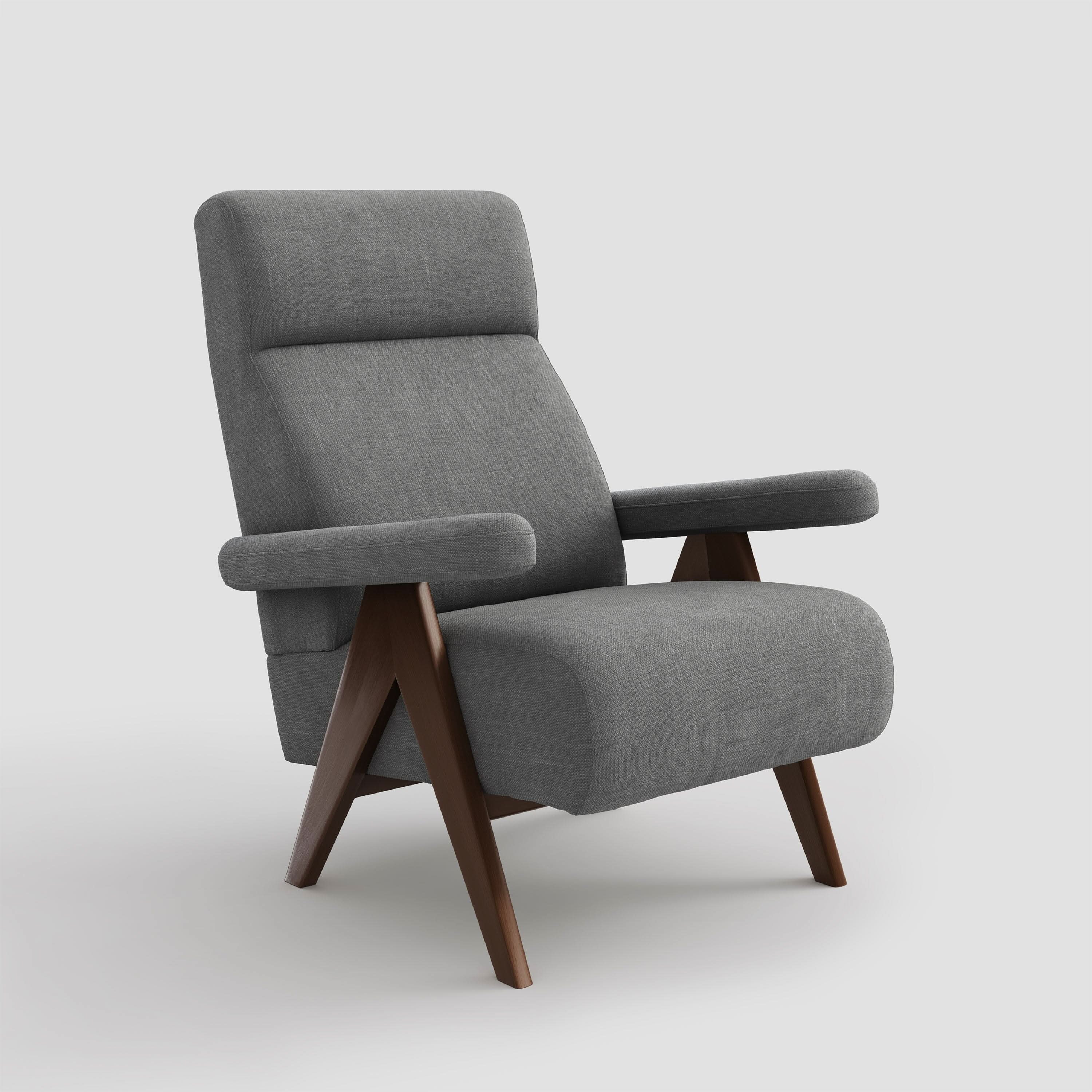 High Back Lounge Chair with Wooden Frame