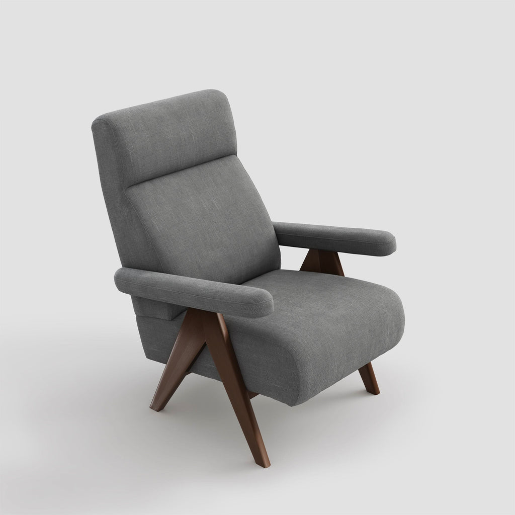 High Back Lounge Chair with Wooden Frame