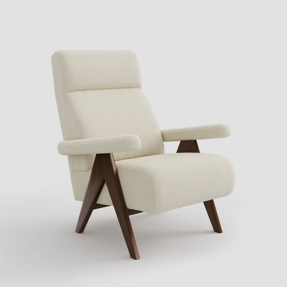 High Back Lounge Chair with Wooden Frame