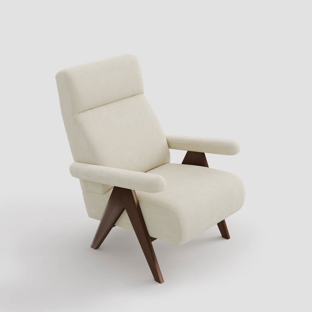High Back Lounge Chair with Wooden Frame