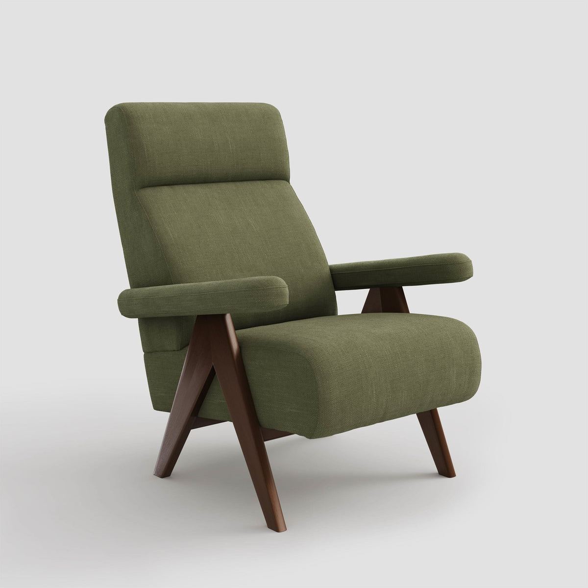 High Back Lounge Chair with Wooden Frame