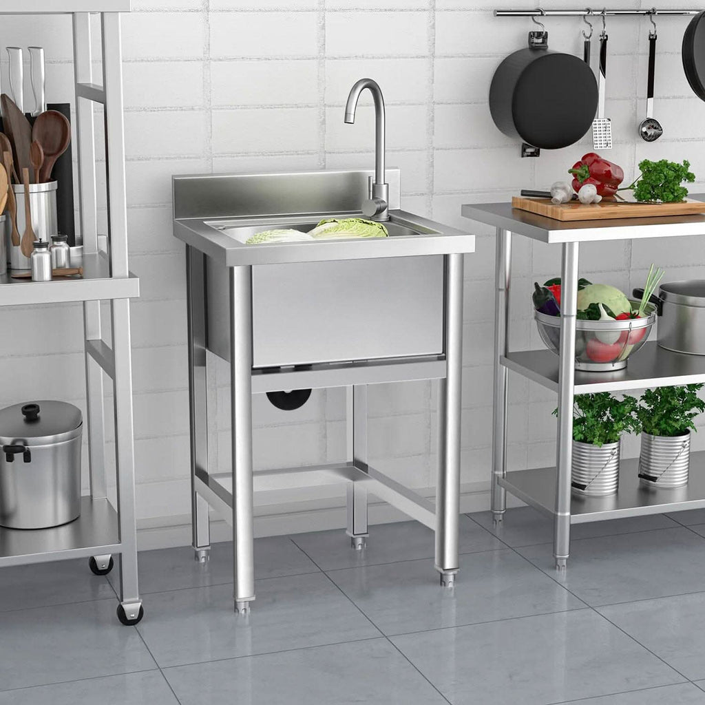 60X60cm W Commercial Kitchen Sink Stainless Steel Wash Basin
