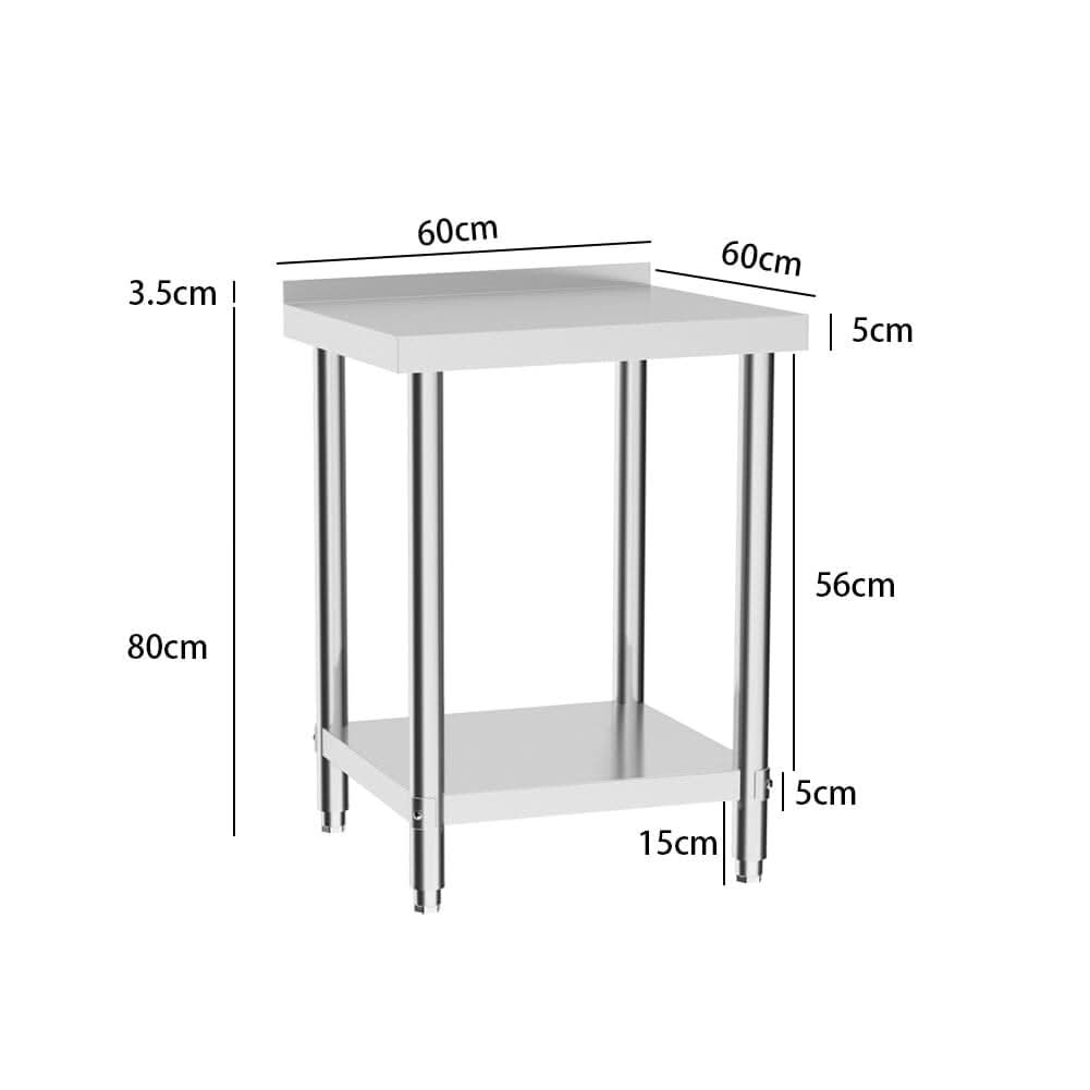 2 Tiers Commercial Kitchen Prep Table Stainless Steel Work Table