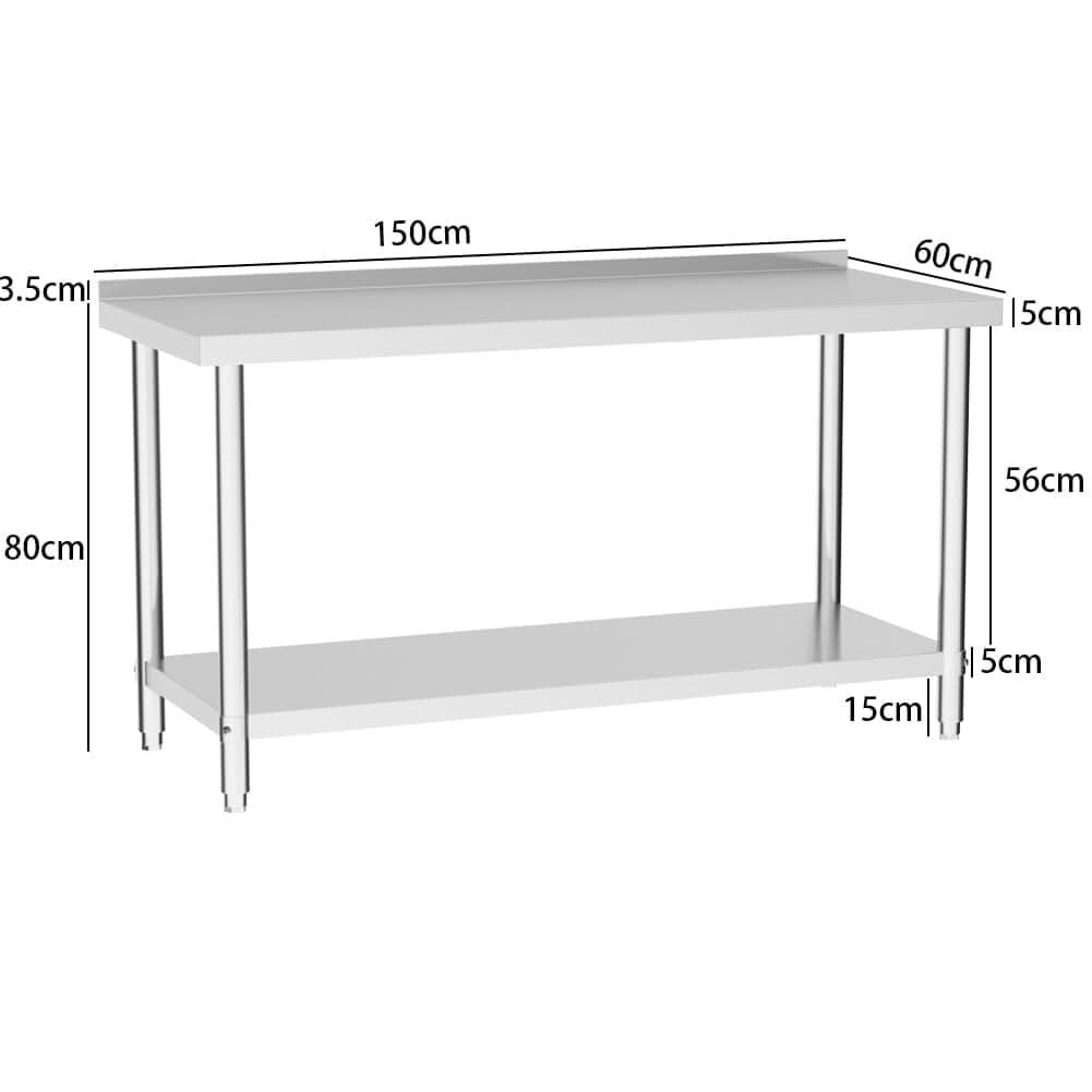 2 Tiers Commercial Kitchen Prep Table Stainless Steel Work Table