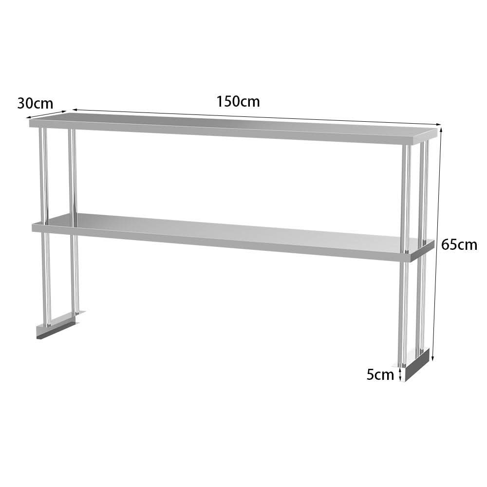 Kitchen Prep Table Over Shelf Single Double Tier Overshelf