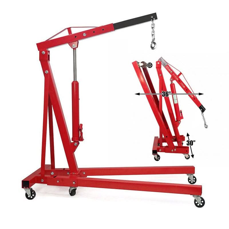 Portable Hydraulic Engine Crane 2 Ton 4400lb Folding Hoist with Hooks