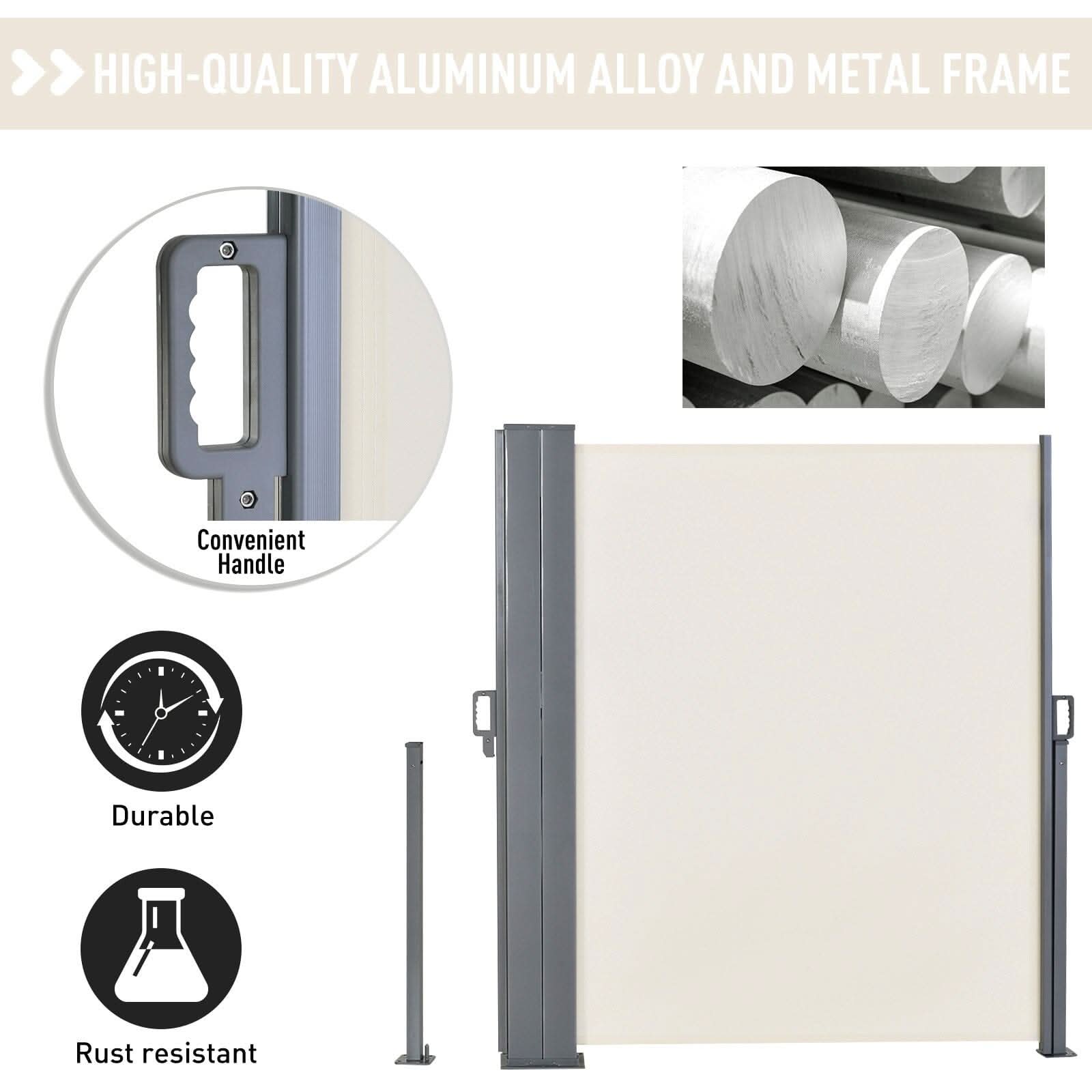9ft Retractable Double Side Awning - White Water Resistant