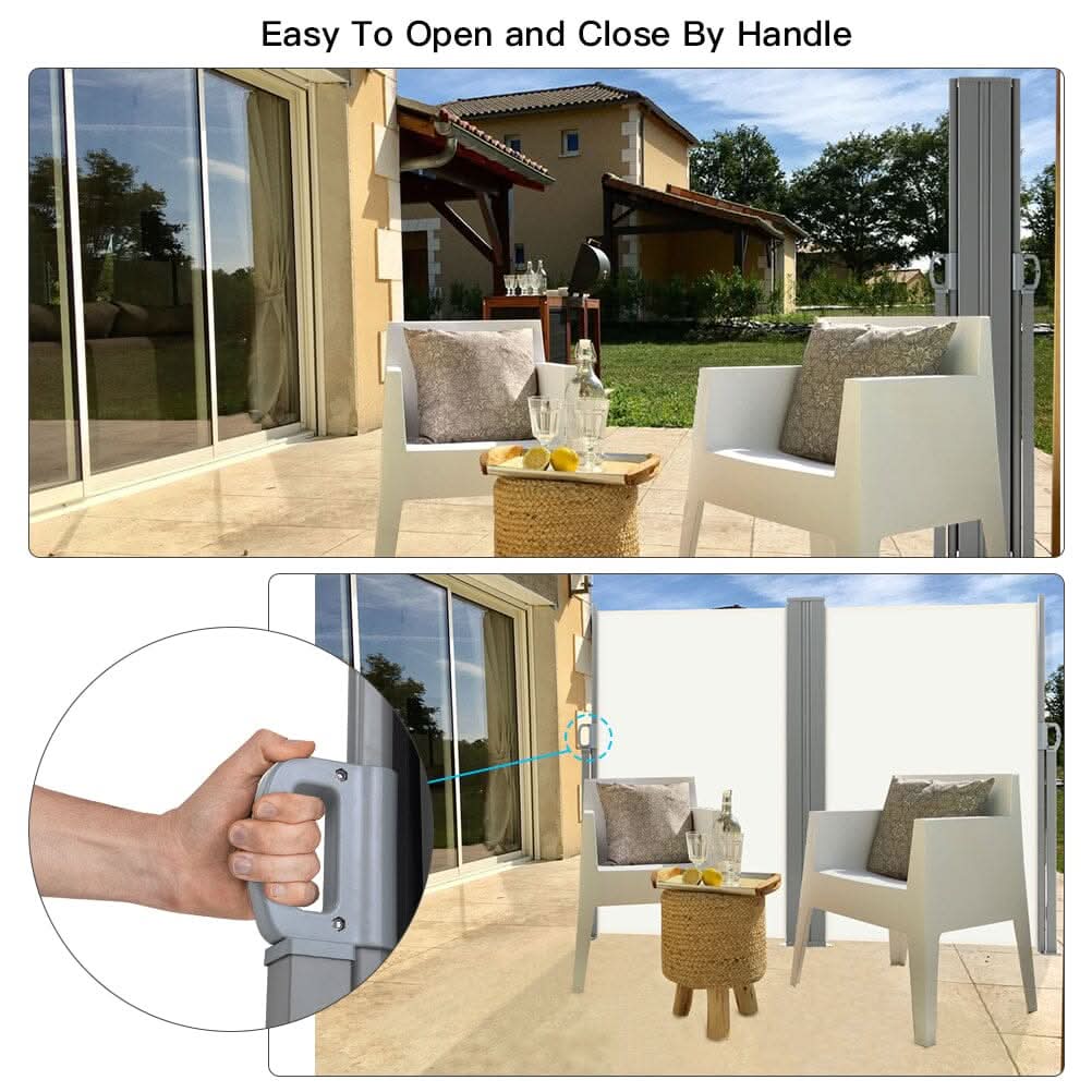 9ft Retractable Double Side Awning - White Water Resistant