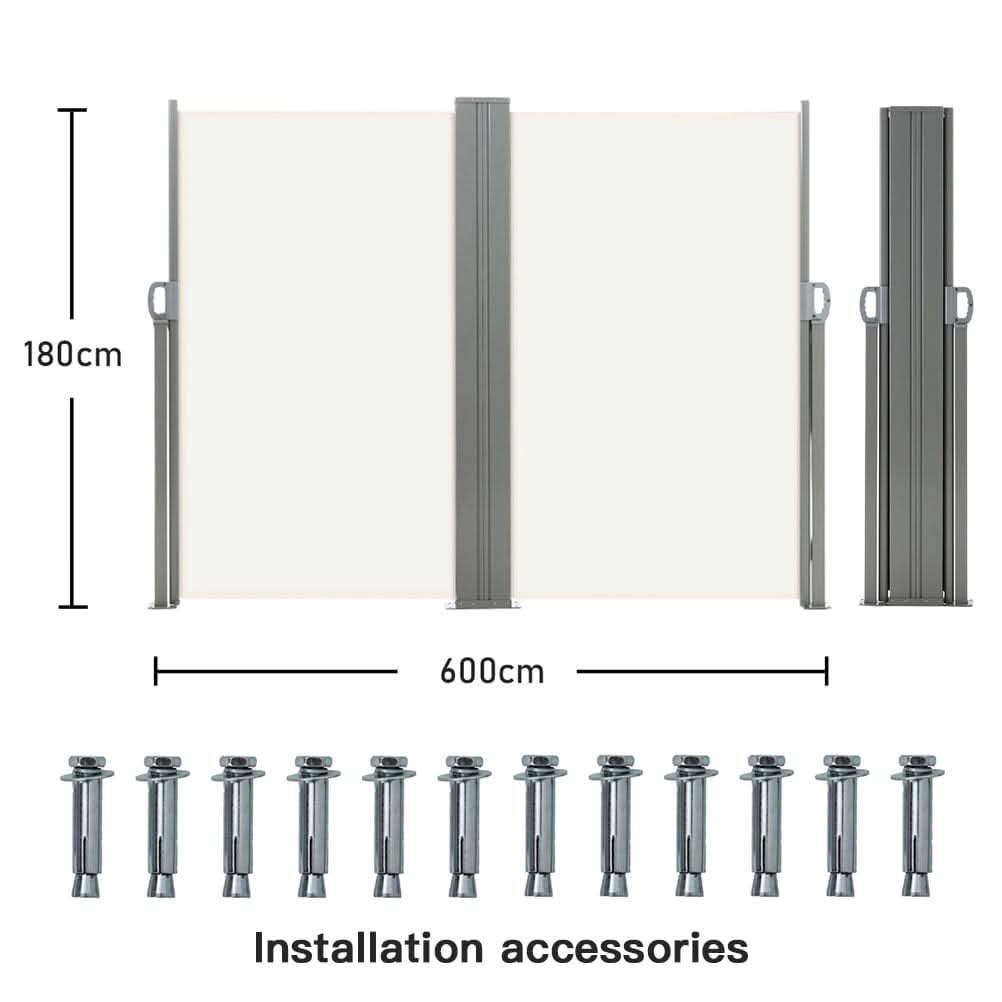 9ft Retractable Double Side Awning - White Water Resistant